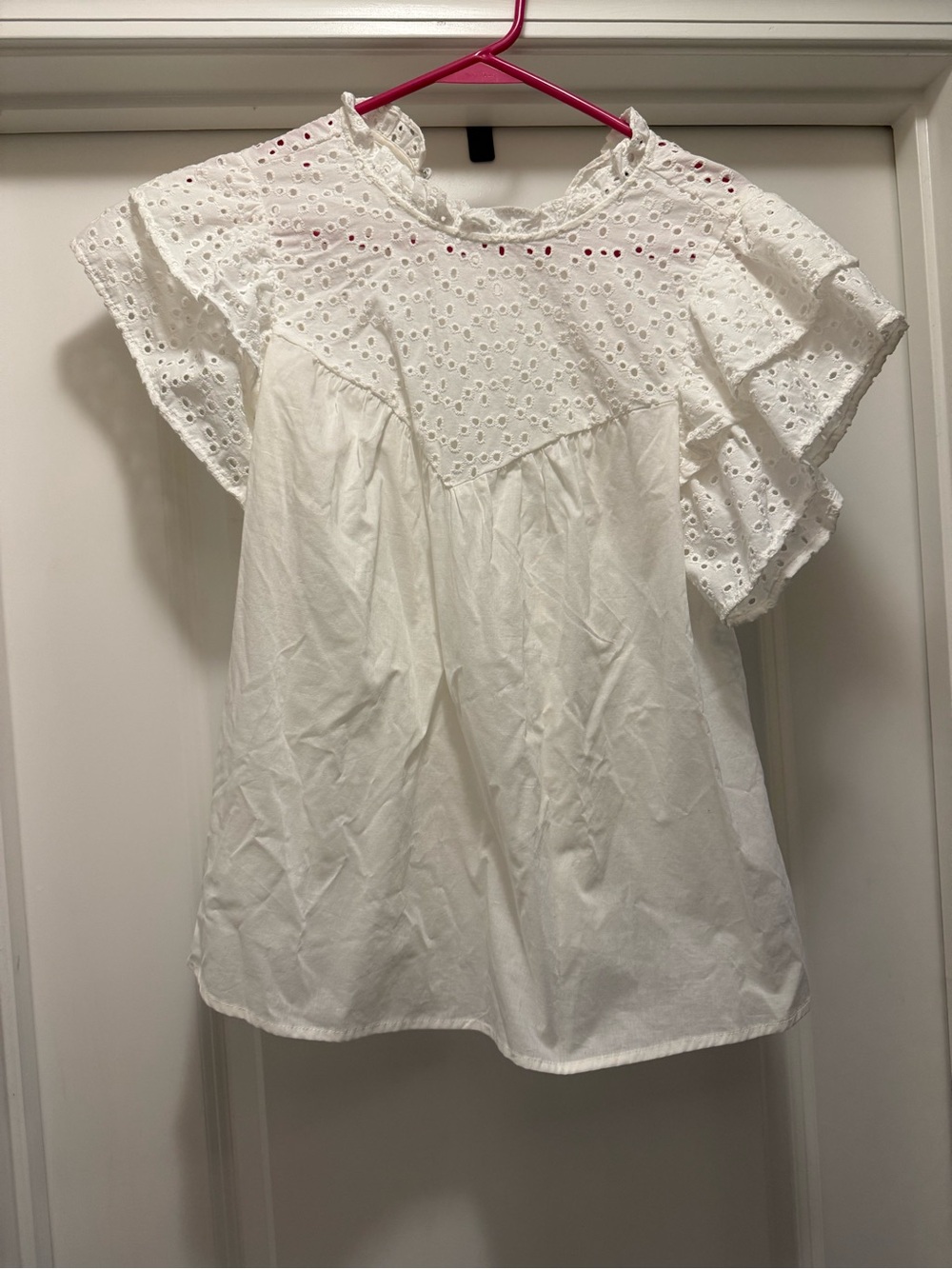 Target White Eyelet Flutter Sleeve Blouse